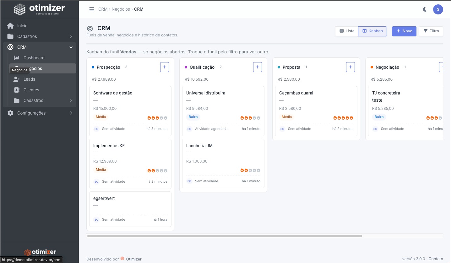 Funil em Kanban