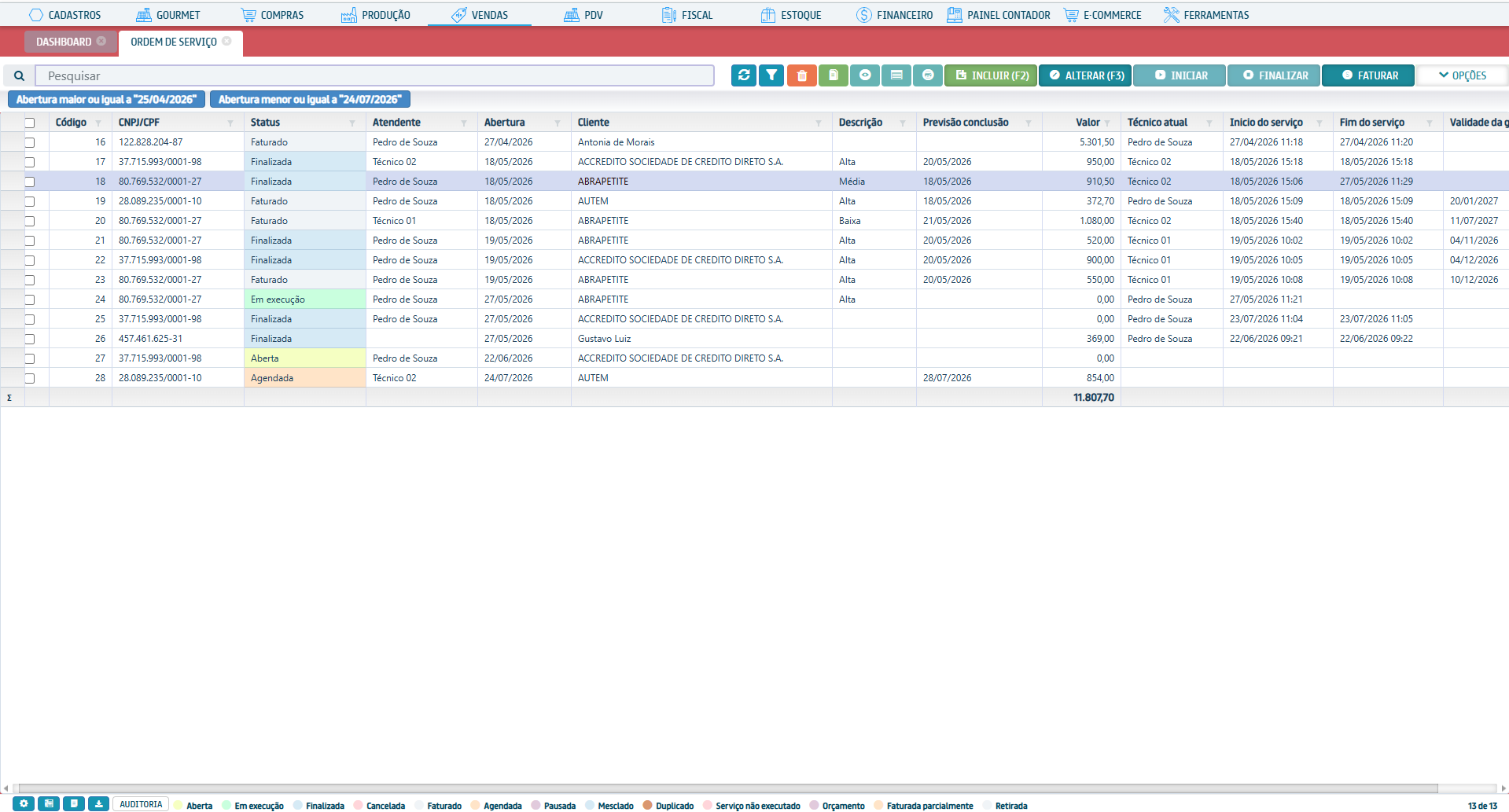 Tela do sistema ERP da Otimizer — 4