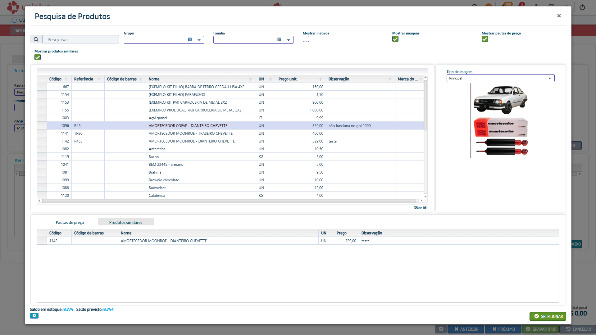 Pesquisa com imagens no ERP Otimizer para Peças de Informática
